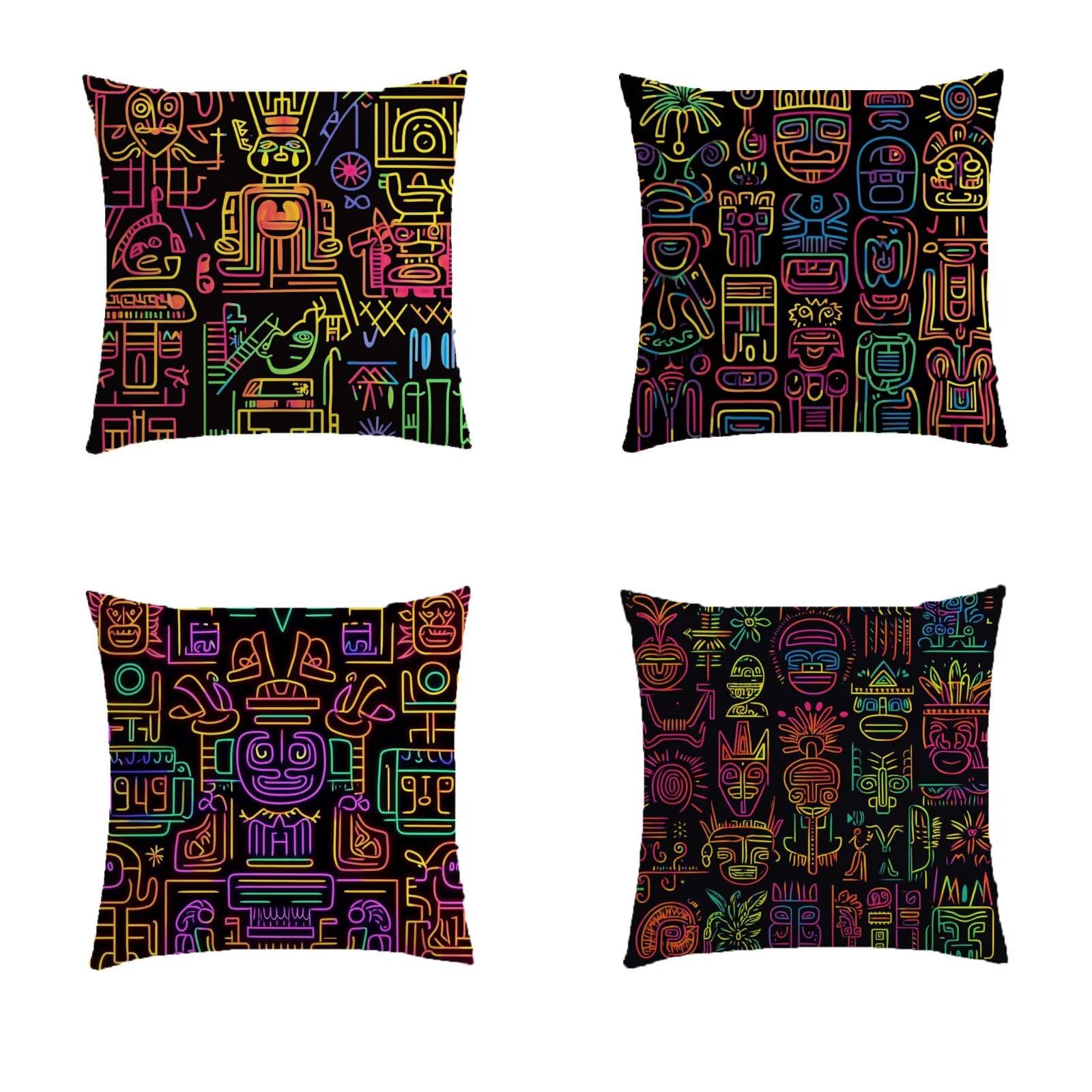 Housse de coussin extérieur 80x80 cm imperméable en lin lot de 4