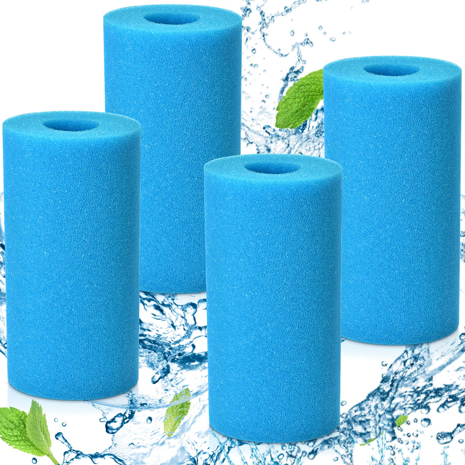 Lot de 4 Éponge Filtrante Type A, Filtre en Mousse pour Spa, Filtre de Piscine en Mousse, Cartouche de Filtre en Mousse, Réutilisables et Lavable, pour Spa, Piscine