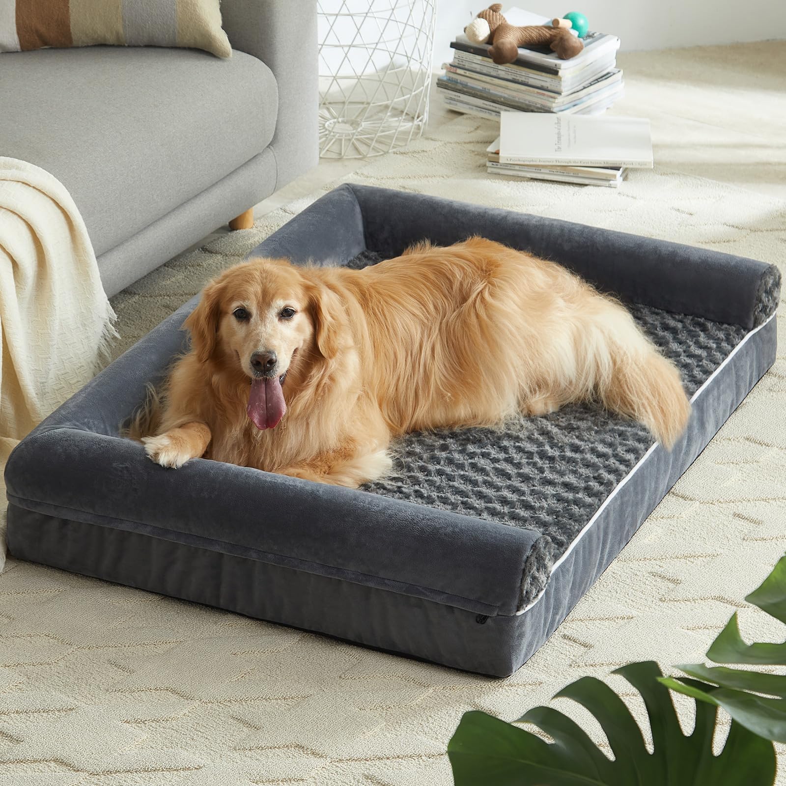 MIEUX PET Orthopedic Dog Beds for Large Dogs, Washable Egg Foam Dog Bed