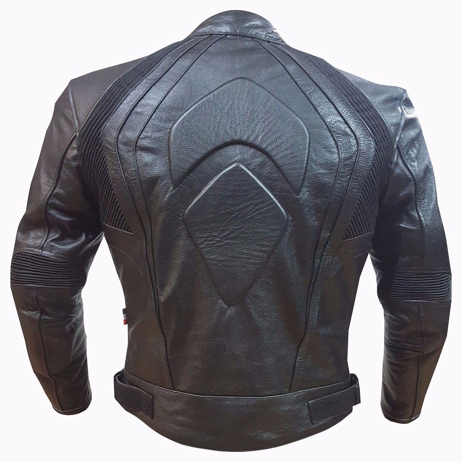 BI ESSE - Giacca Giubbotto in pelle da moto, stile Racing/Sport, sfoderatile, Gilet termico rimovibile, Protezioni Certificate (Nero