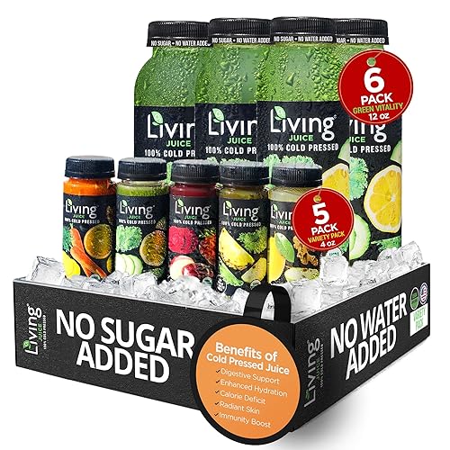 Miniatura 16 de O2 Living Juice - Bebida prensada en frío, paquete variado de sabores – Bebidas de jugo orgánico – Sin azúcares añadidos o agua, dulzura natural