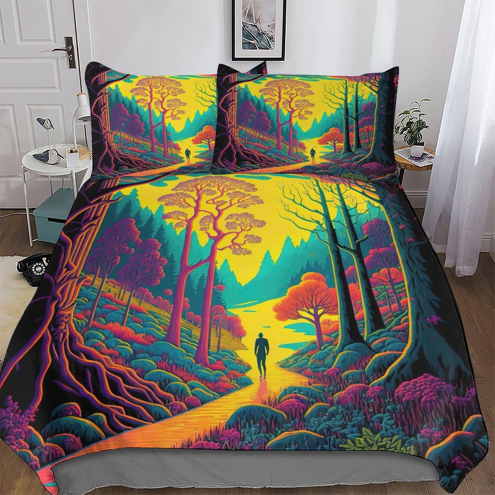 Housse de couette néon paysage 220x240 pour une chambre moderne et design
