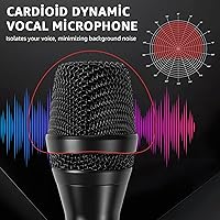 Vista 3 de Micrófono con cable para canto, micrófono vocal dinámico profesional de karaoke de mano, micrófono de estudio cardioide, 16.4 pies XLR y 6.35 MM