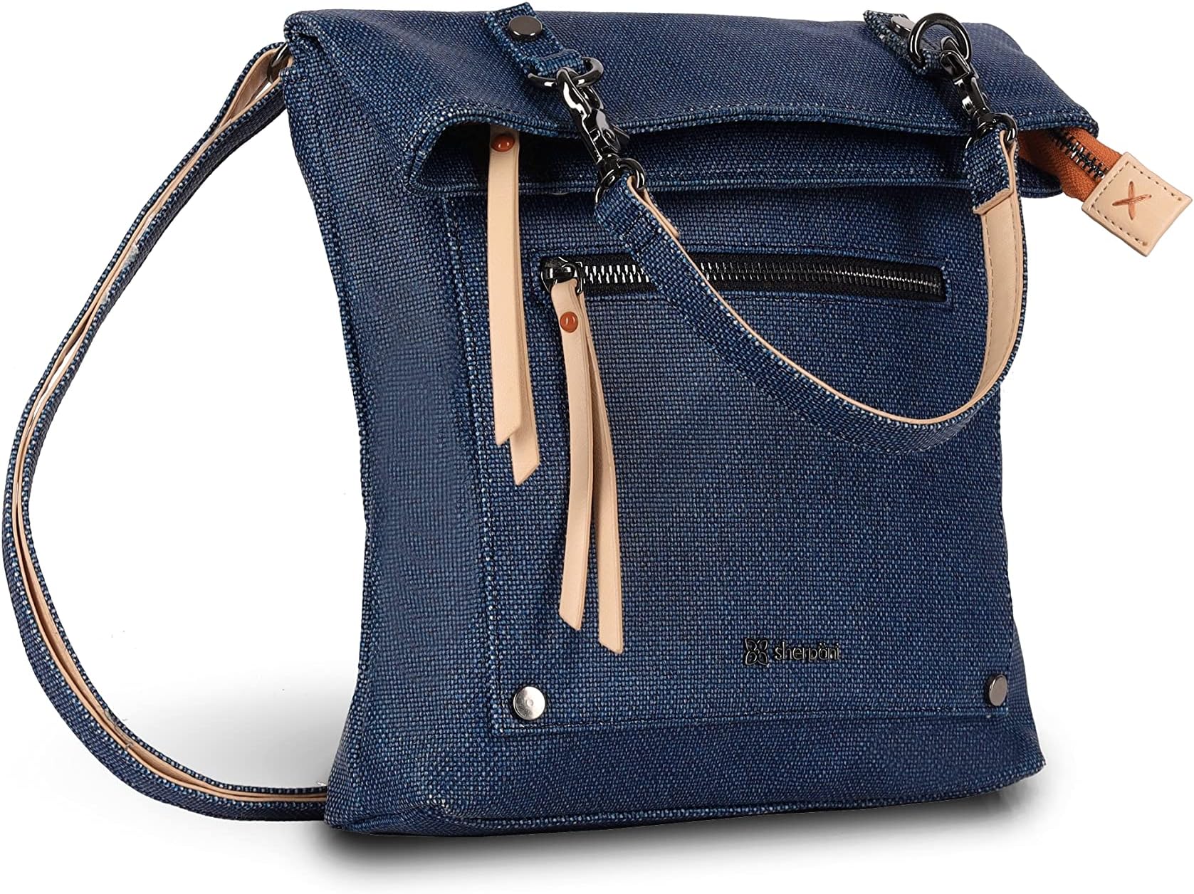 Sherpani Rebel, Cotton Canvas Crossbody Bag, Fashion Handbag, Vintage Tote Purse, Tote Bag, Stylish Purses, Daily Shoulder Bag, Fold-over Crossbody Purse for Women (Indigo)