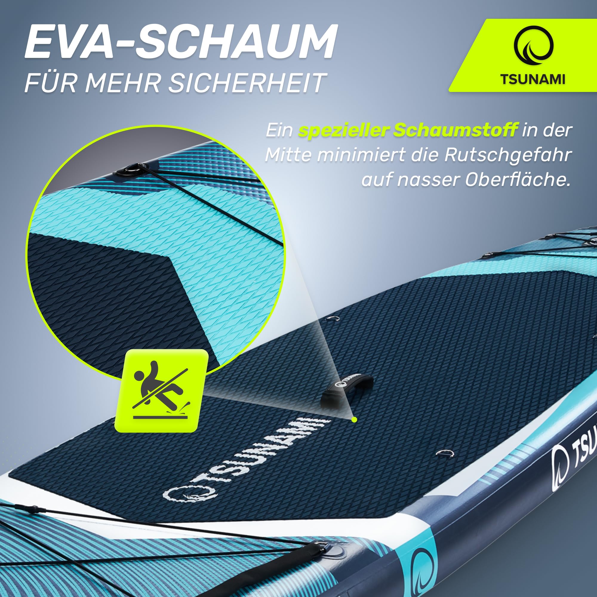 TSUNAMI Stand Up Paddling Board PRO, SUP-Board mit Komplettes Zubehör, Pumpe und Sicherheitsleine, Tragkraft bis 160kg, Länge 350cm, Doppeltes Material und zusätzliche interne Verstärkungen