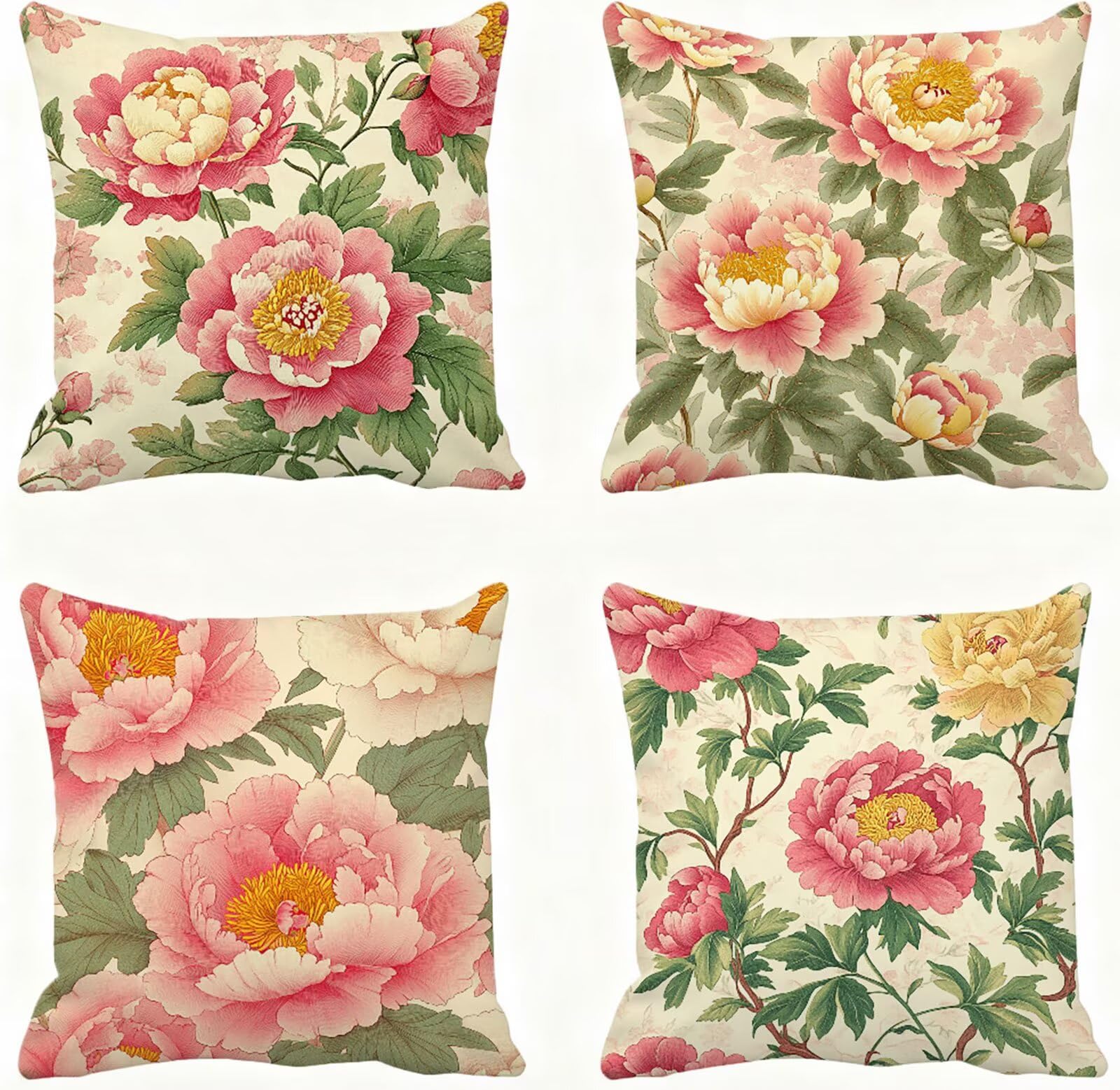 Rosa Funda Cojin 60x60 Flor Funda Almohada 60x60 Cojines Sofa Súper Suave Fundas Cojines Decorativos Fundas Almohadas 4 Piezas Almohada Cervicales y Cuello, para Hogar Cama Salon Decoracion E - 701