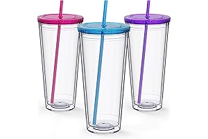 Reusable 32 oz Cups with Lids and Straws | Maars Triple-Pack Insulated Tumblers