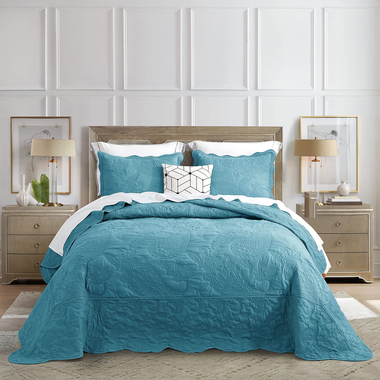 bedspread king blue