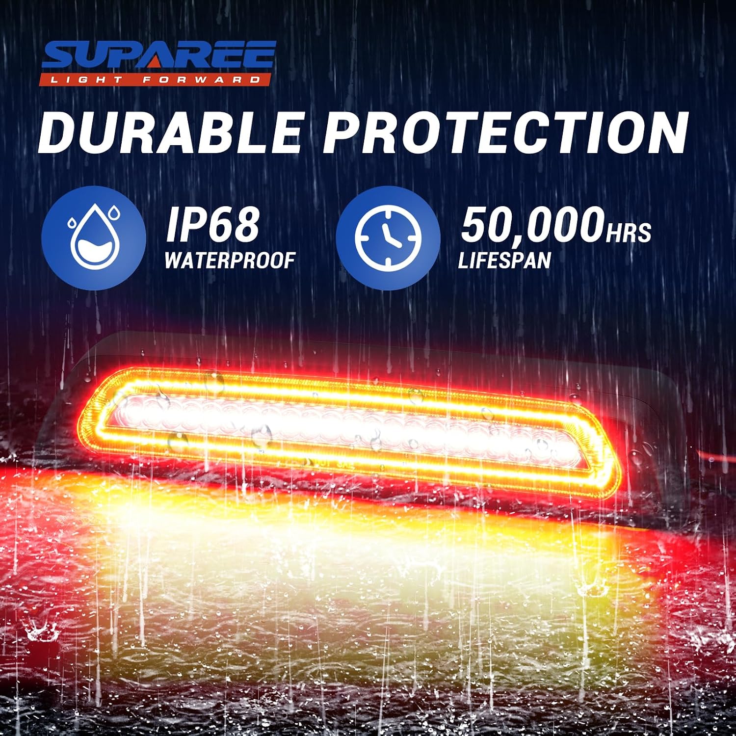 SUPAREE LED Third Brake Light Smoked Lens fit for 2007-2020 Tundra, 3rd Brake Light Assembly Roof White Cargo Light Red High Mount Lamp