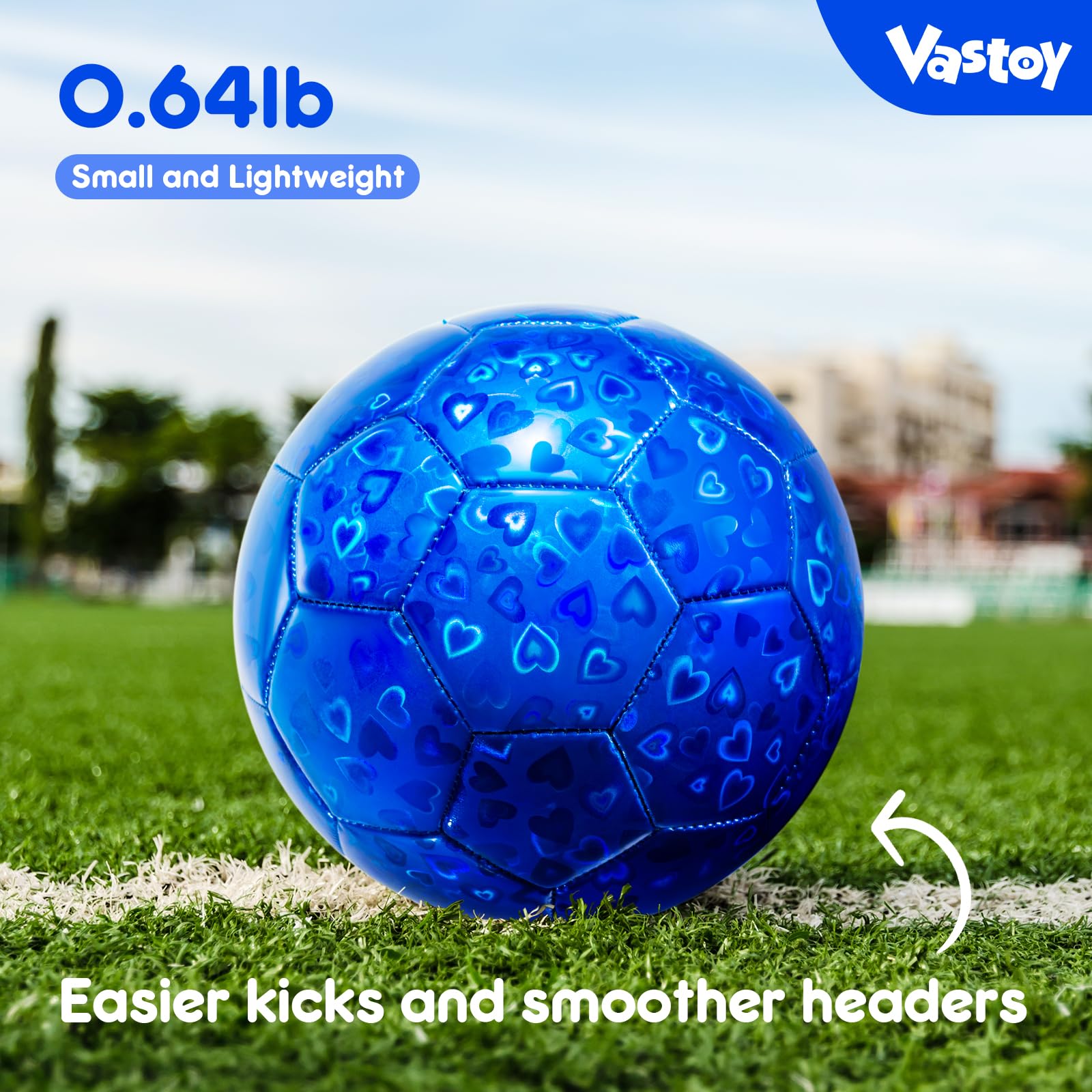 Vastoy Glittery Size 3 Kids Football for Age 3 4 5 6 7 8, 7 Inch Toddlers Football with Love Laser Pattern - Image 3