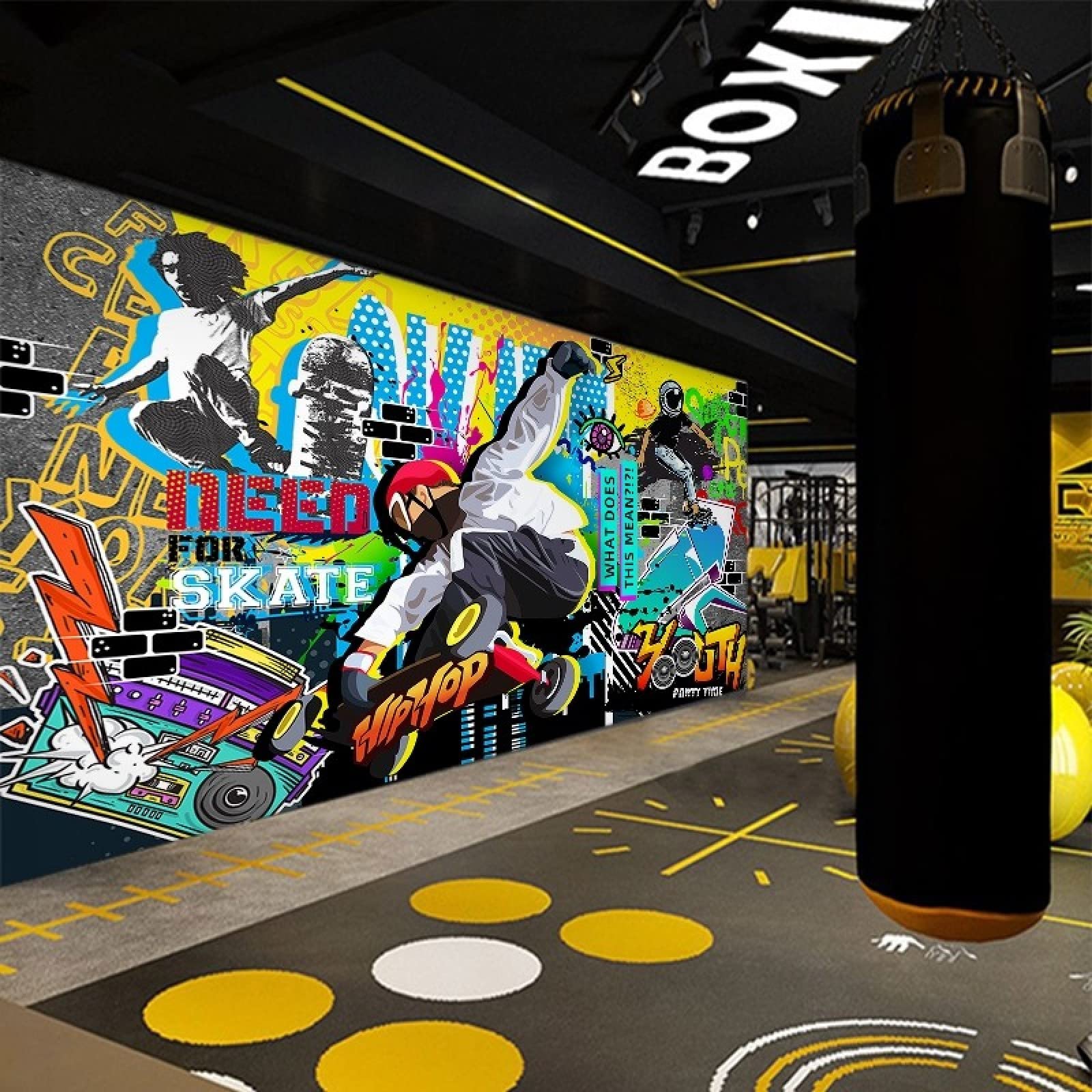 Negozio Di Carta Da Parati Graffiti Sala Da Ballo Hip-Hop Carta Da Parati Hip-Hop Palestra Club Murale Personalizzato Personalizzato-200Cmx140Cm