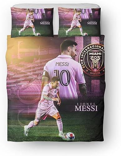 Juego de funda de edredón de fútbol de superestrella de fútbol, 3 juegos de funda de edredón de microfibra suave para adolescentes, niños y niñas