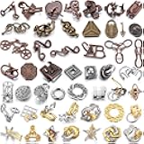 Yilloog 48 Pcs 3D Metal Puzzles Difficult Metal Brain Assortment for Adults Game Highly Hard Brain IQ Logic Test Disentanglement for Classroom Mind Challenge(Classic Style)