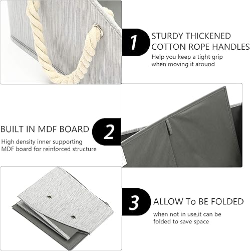 Miniatura 2 de Caja de juguetes para perros, cesta organizadora trapezoidal de tela plegable con asa de cuerda de algodón, ideal para guardar golosinas secas,