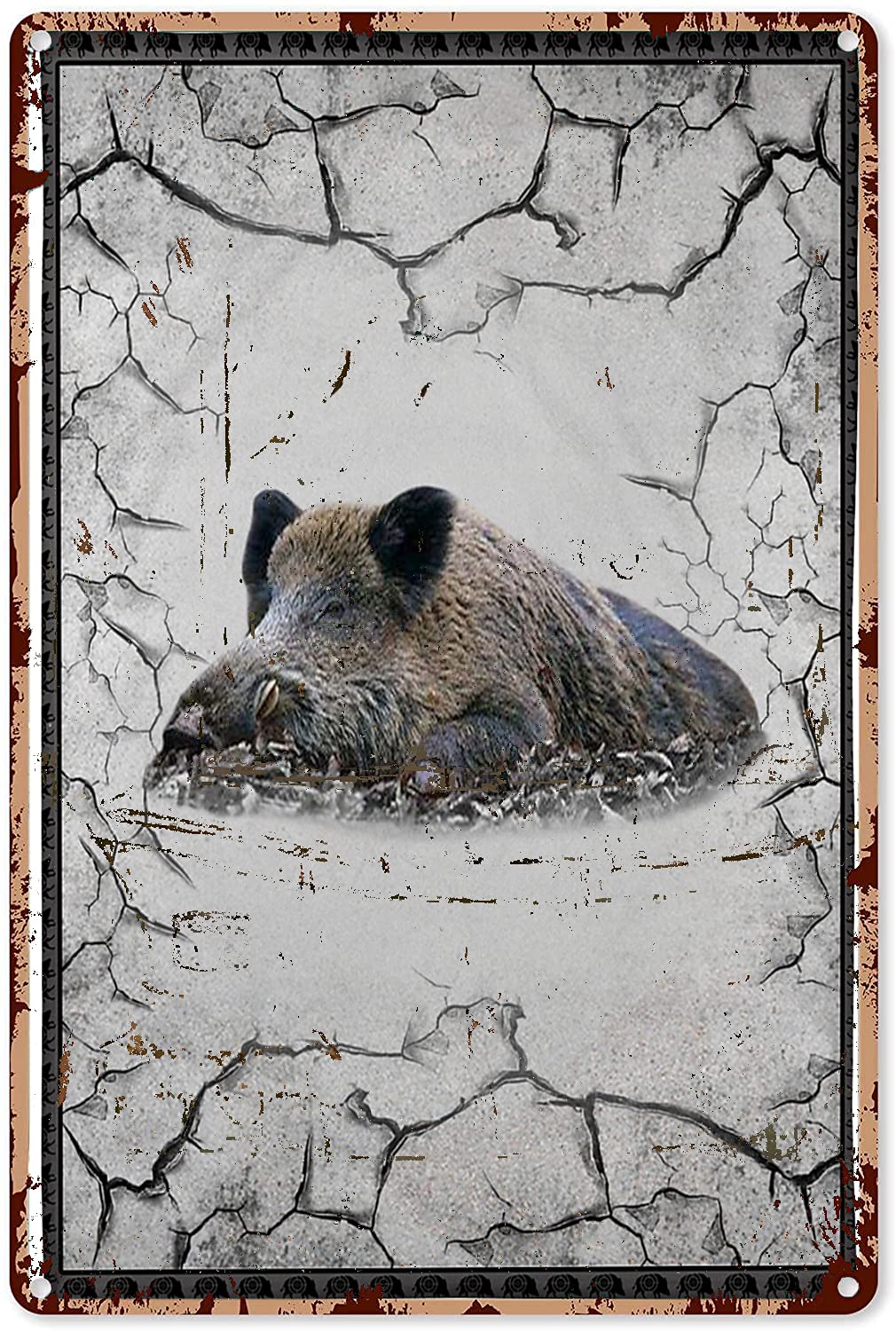 Hunting Metal Logo Retro Boar Hunting tin Logo Metal Tin Sign Kitchen Pub Funny Novelty Coffee Bar 12x8inch Yard Garden Farm Man Cave