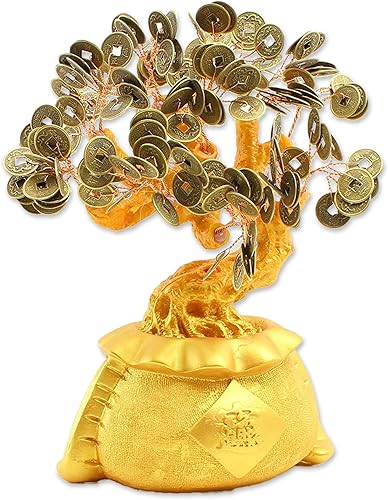 we pay your sales tax Gran 9 pulgadas Feng Shui Árbol del Dinero Moneda de Oro Moneda Fortuna Pot Feng Shui Estilo Bonsái Reunión próspera w Qing