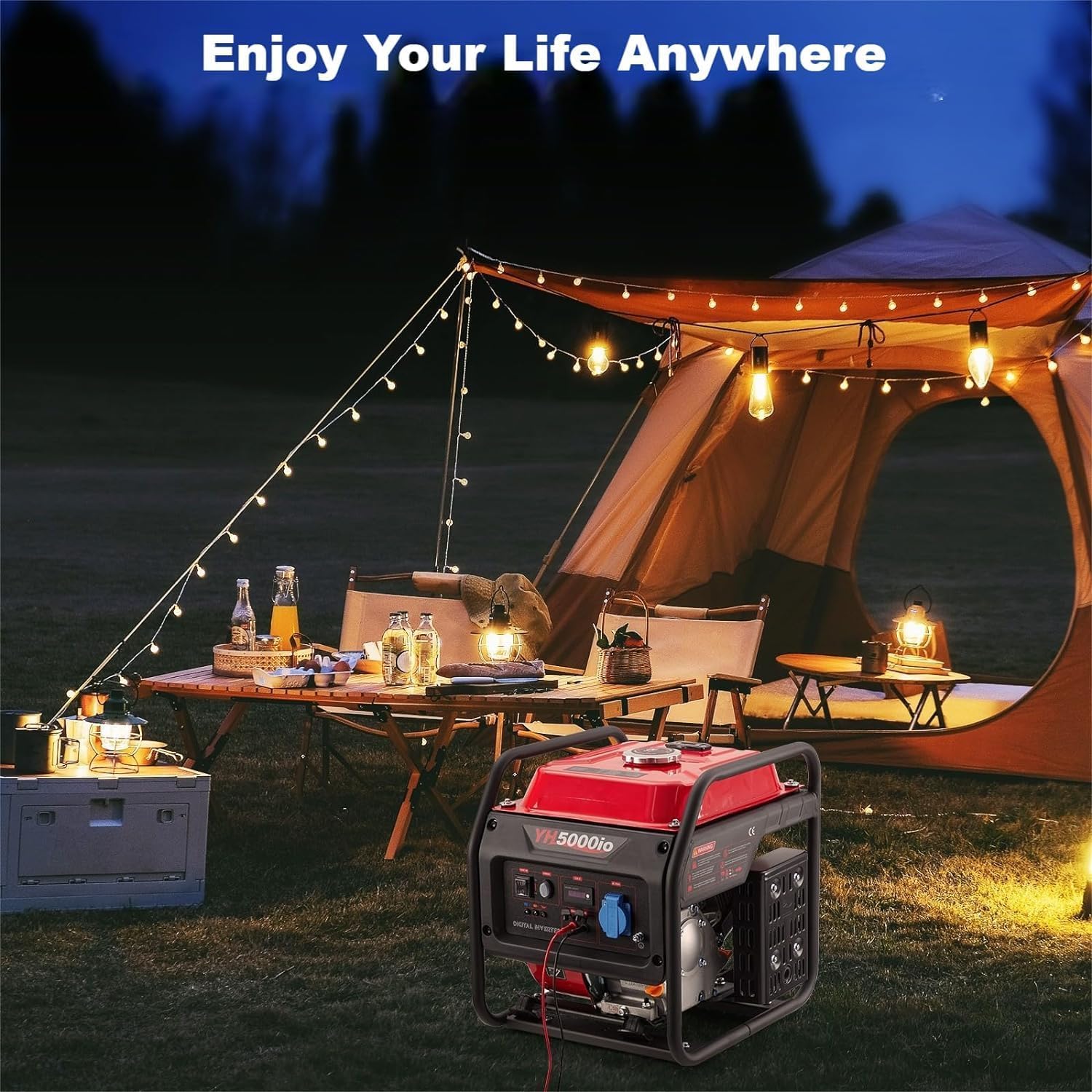Generatore da 4000 W a frequenza variabile, generatore di benzina, estremamente silenzioso, USB, presa impermeabile, portatile, adatto per esterni, campeggio, camper, emergenza