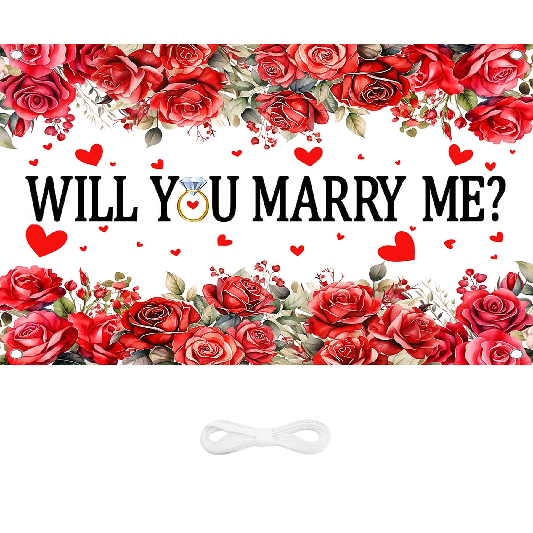 Wasise Proposal Decorations - Will You Marry Me Banner, Red, 180x110cm, Polyester, Indoor/Outdoor, Engagement, Marriage Proposal, Love, Unisex