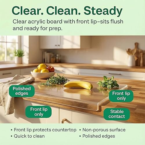 Miniatura 4 de Tabla de cortar acrílica con borde de mostrador, tabla de cortar transparente para preparación de cocina, fácil transferencia de alimentos,