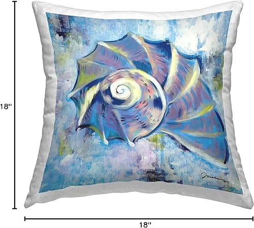 Miniatura 8 de Stupell Industries Modern Nautilus Beach Shell Design by Liz Jardine - Almohada (18 x 18 pulgadas), color azul