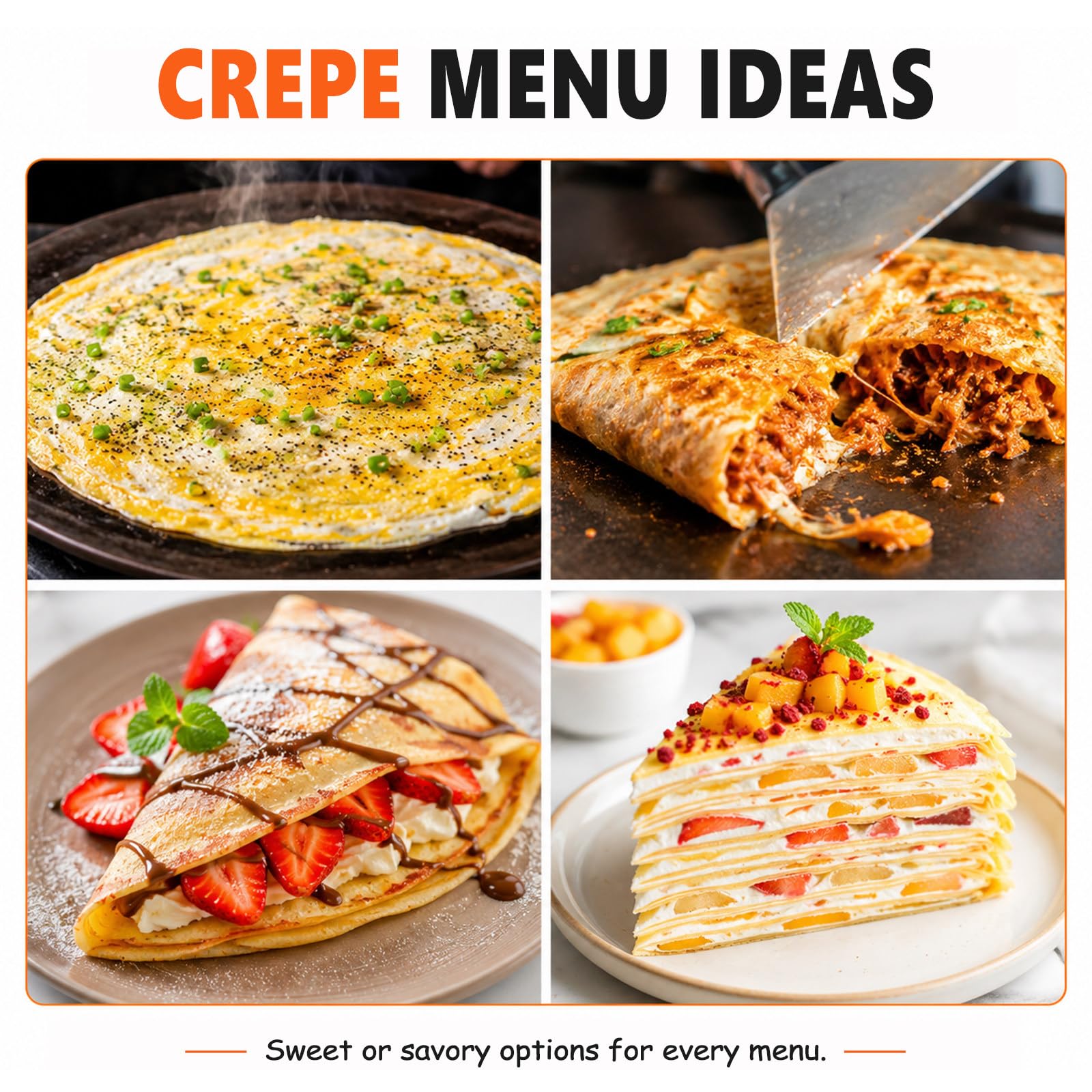 Crêpier Électrique Commercial 220V, Plaque à Crêpes de 16 Pouces