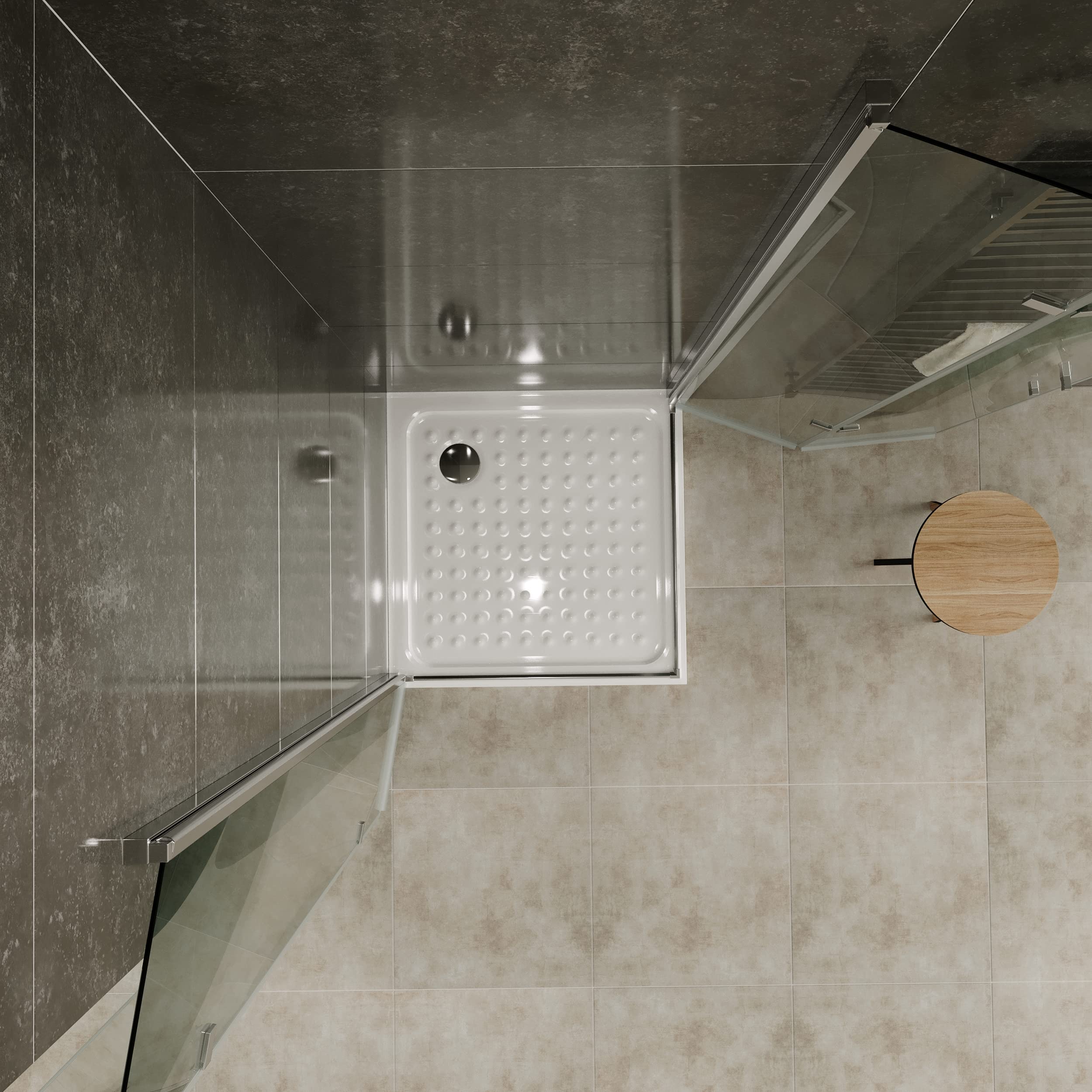 Mampara de Ducha Matilde | 70x90x180cm | REVERSIBLE | Puerta plegable | Ajuste 68,9-70,4 x 88,9-90,4cm | Perfiles Cromados, Cristal transparente de 6 mm - Moments of Glass