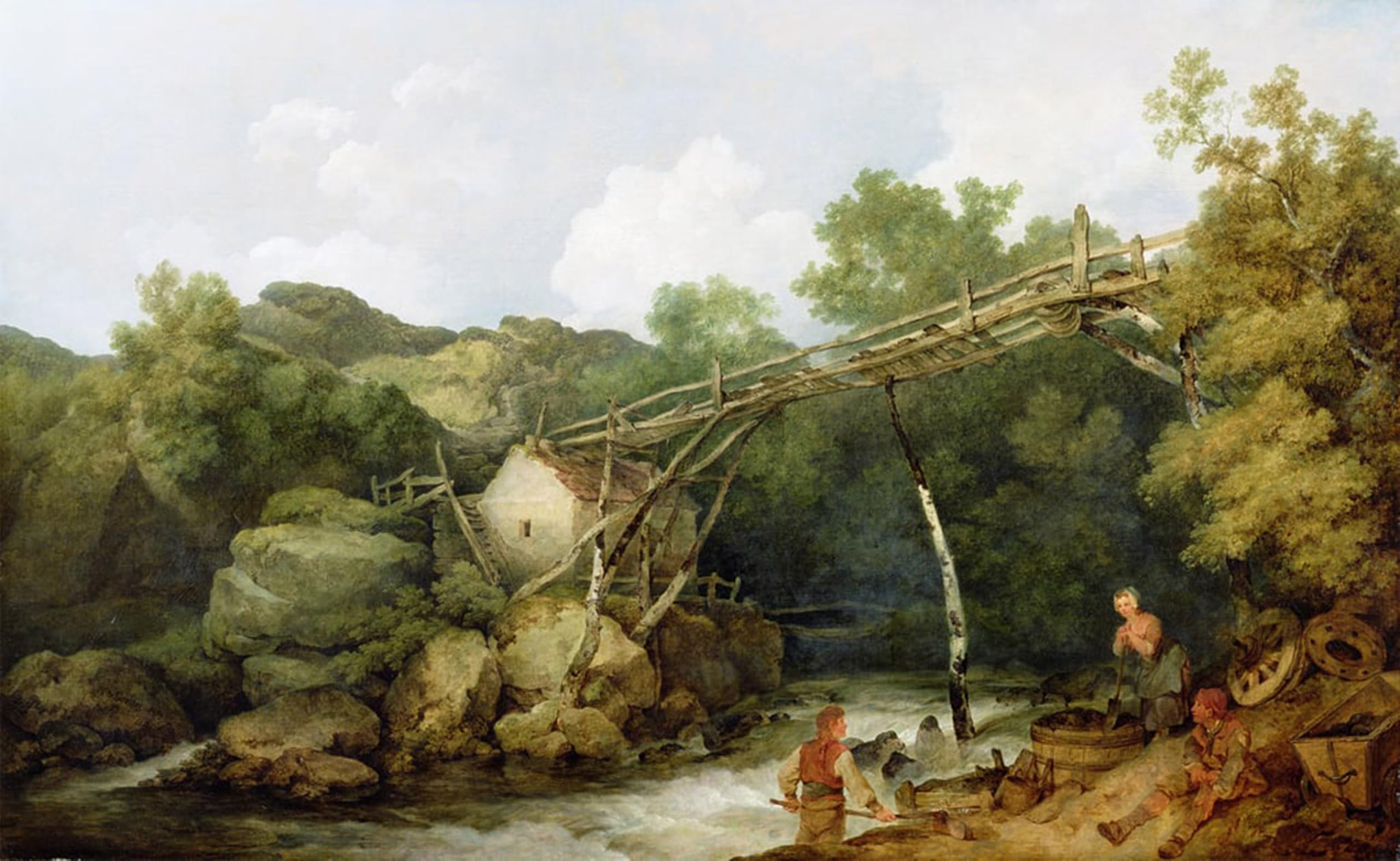POSTERIIk Vintage Print Pop Art Landscape Artwork a View Near Matlock by Philippe Jacques De Loutherbourg Art Prints for Office Home Decor 60x90cm
