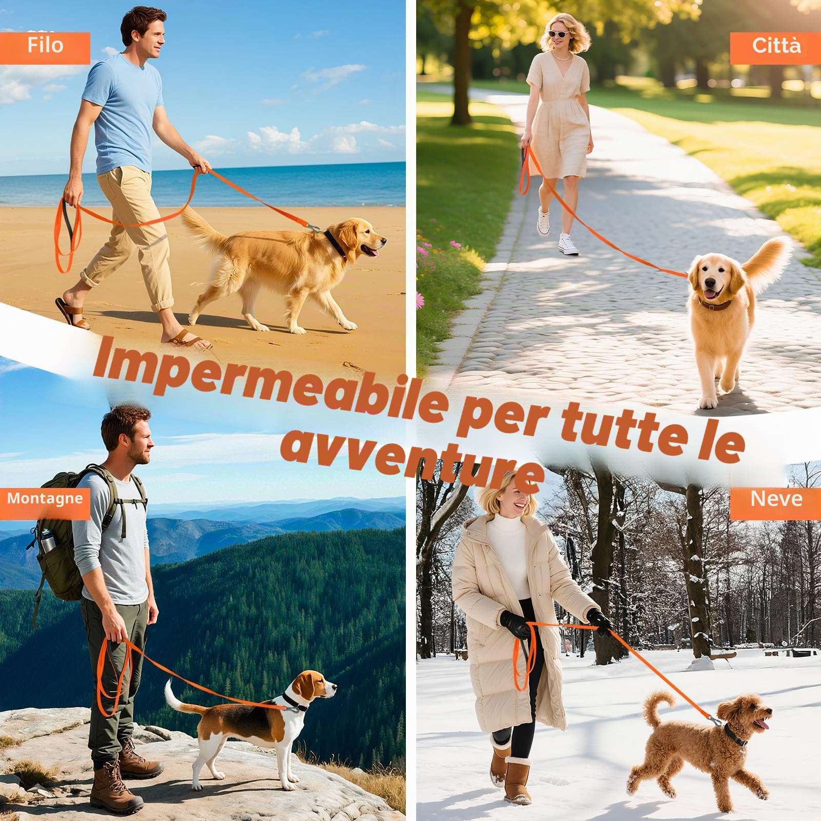 X XBEN Guinzaglio Addestramento Impermeabile per Cani 1,5M 3M 5M 8M 10M 12M 15M 20M 25M 30M, Lunghina con Maniglia Confortevole, Gommato,Resistente Adatto per Tutti i Cane
