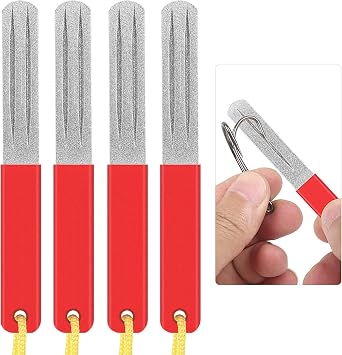 Fishing Hook Sharpener Grinding Tool 4pcs Double Sided Diamond File Gut Hook for Fishing Portable