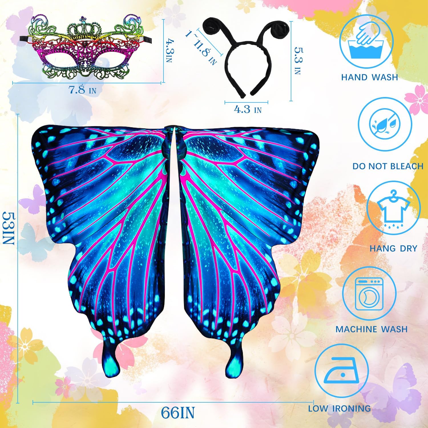 Double-Sided Printing Butterfly Costume for Women, Halloween Costumes Adult Butterfly Wings for Women - Image 2