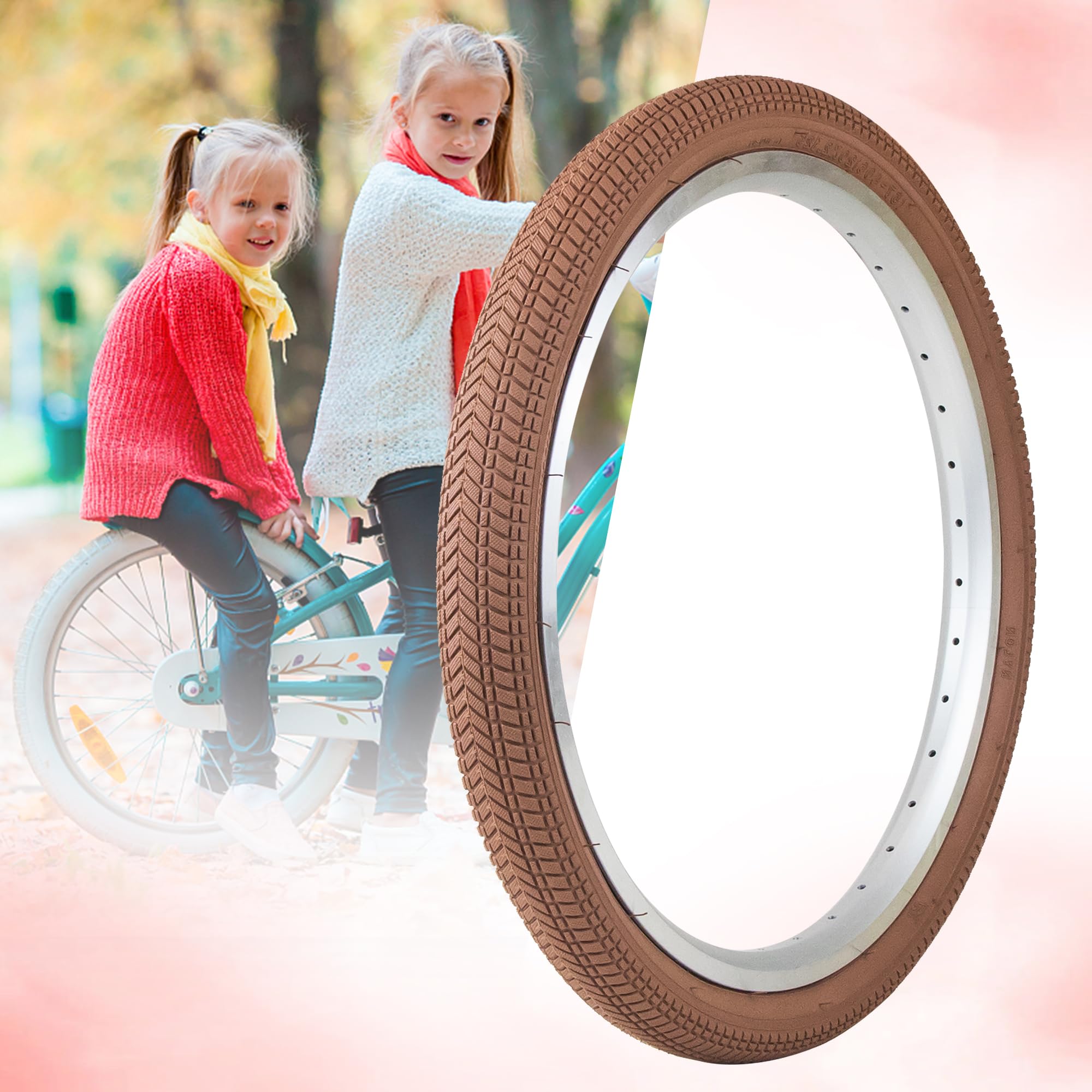 MEGHNA Pneu Vélo Enfant 20 X 2,125 – Pneu Multicolore Pour VTT, Poussette – Adhérence Renforcée Et Confort