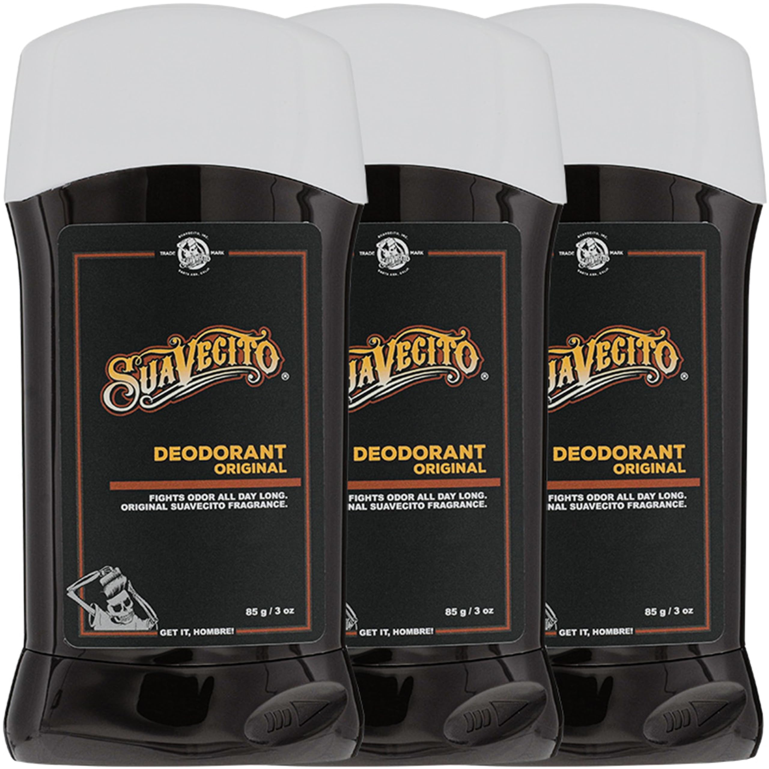 Suavecito Original Scent Stick Deodorant 3 Pack Underarms Men's Grooming Aluminum Free Combats Odor All Day Long