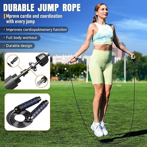 Miniatura 6 de Agility Ladder, Speed Training Equipment Set, 20ft Agility Ladder, 12 Soccer Cones, 4 Hurdles, Jump Rope, Running Parachute, Basketball Football