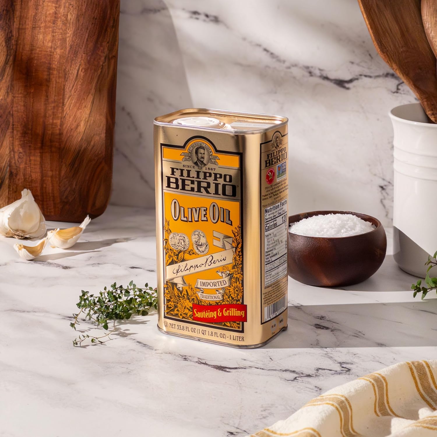 Filippo Berio Pure Olive Oil, 1 Liter Tin (33.8 Ounce)