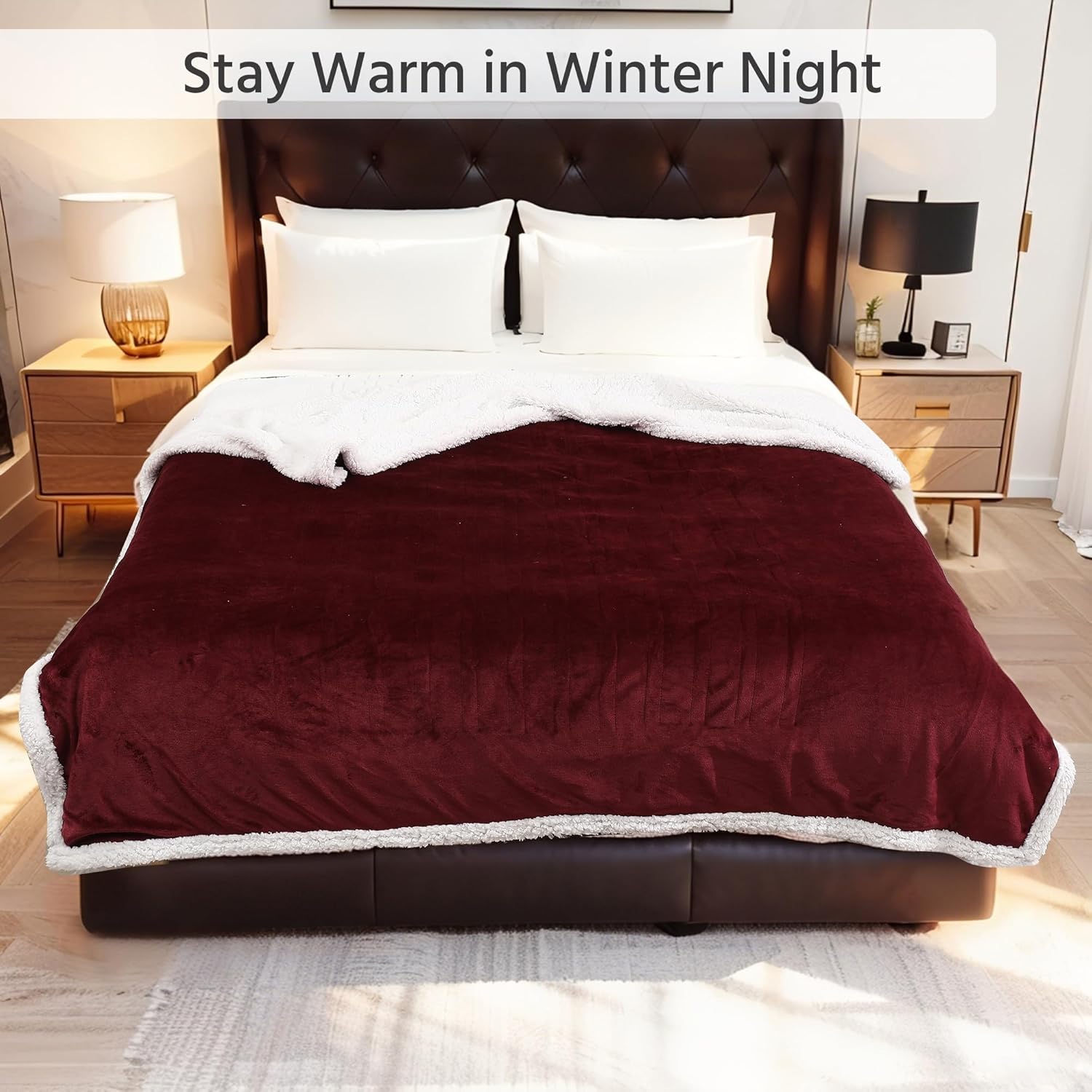Electric Heated Blanket Full Size 72x84 Inch - Super Soft Flannel, 10 Heat Settings, 1-12H Auto Shut Off, Machine Washable, Easy Controller, Perfect for Winter Warmth - Wine Red - Image 6