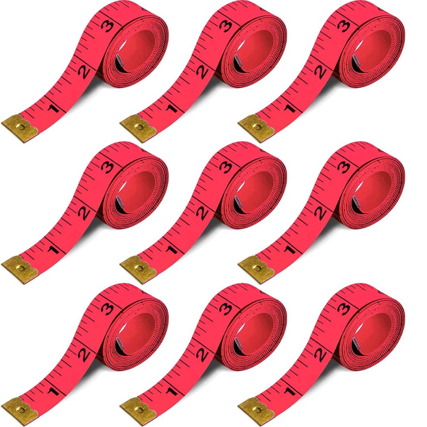 Tape Measure Body Measuring Tape Seamstress Tape Measure 9 Pack Soft Cloth Fabric Measuring Tape for Sewing Cloth Measurement, Double Scale Tailor Ruler for Weight Loss (Pink)