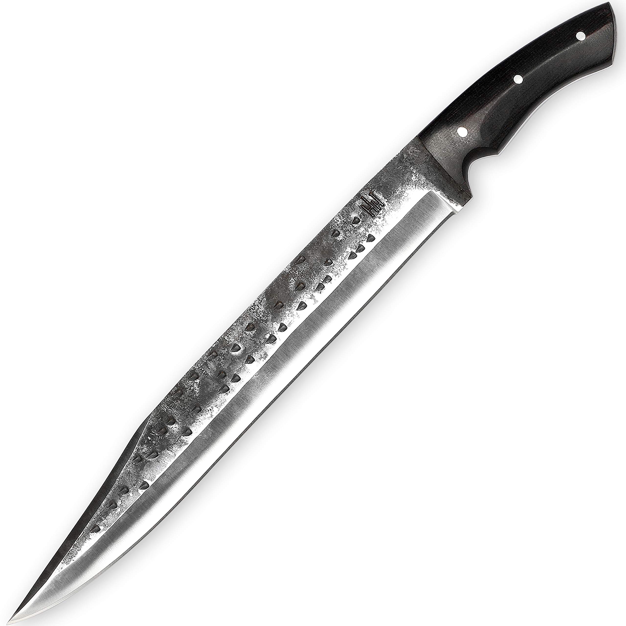 Hobby Hut HH-101, Handgemachtes Jagdmesser mit Scheide, 1095 Stahl, Bowiemesser, Micarta Griff, lederscheide