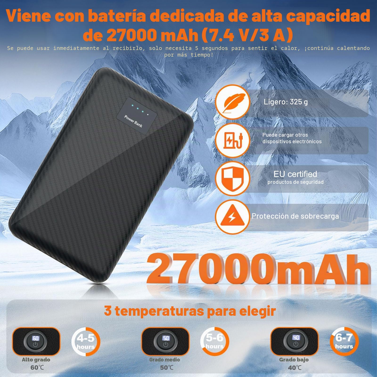 Chaleco Calefactable 27000mAh 14 Zonas 3 Temperaturas Hombre Mujer Bicicleta Senderismo