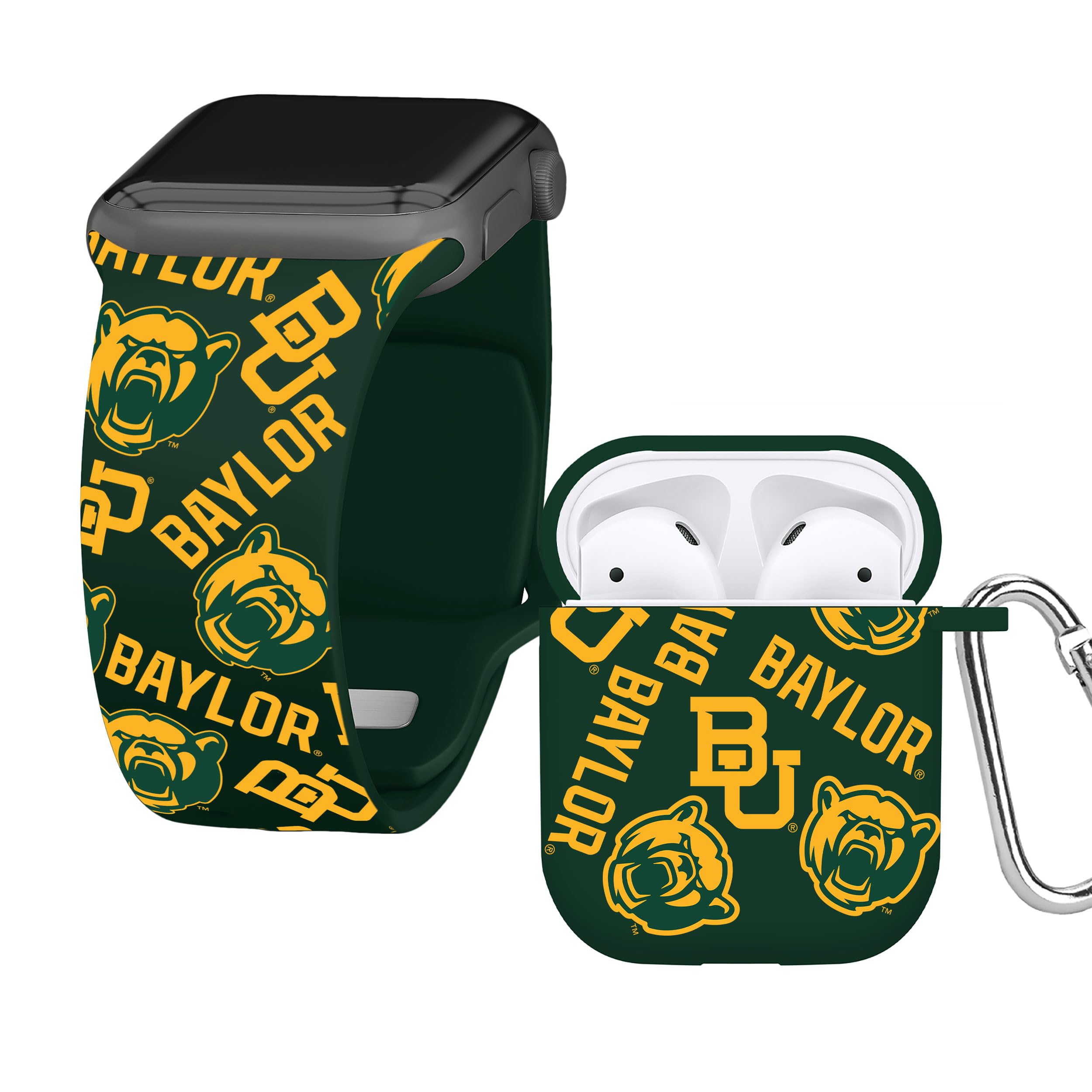 Affinity Bands Baylor Bears HD Combo Package Compatible with Apple Watch and AirPods Gen 1 & 2 (42/44/45mm Long Random)