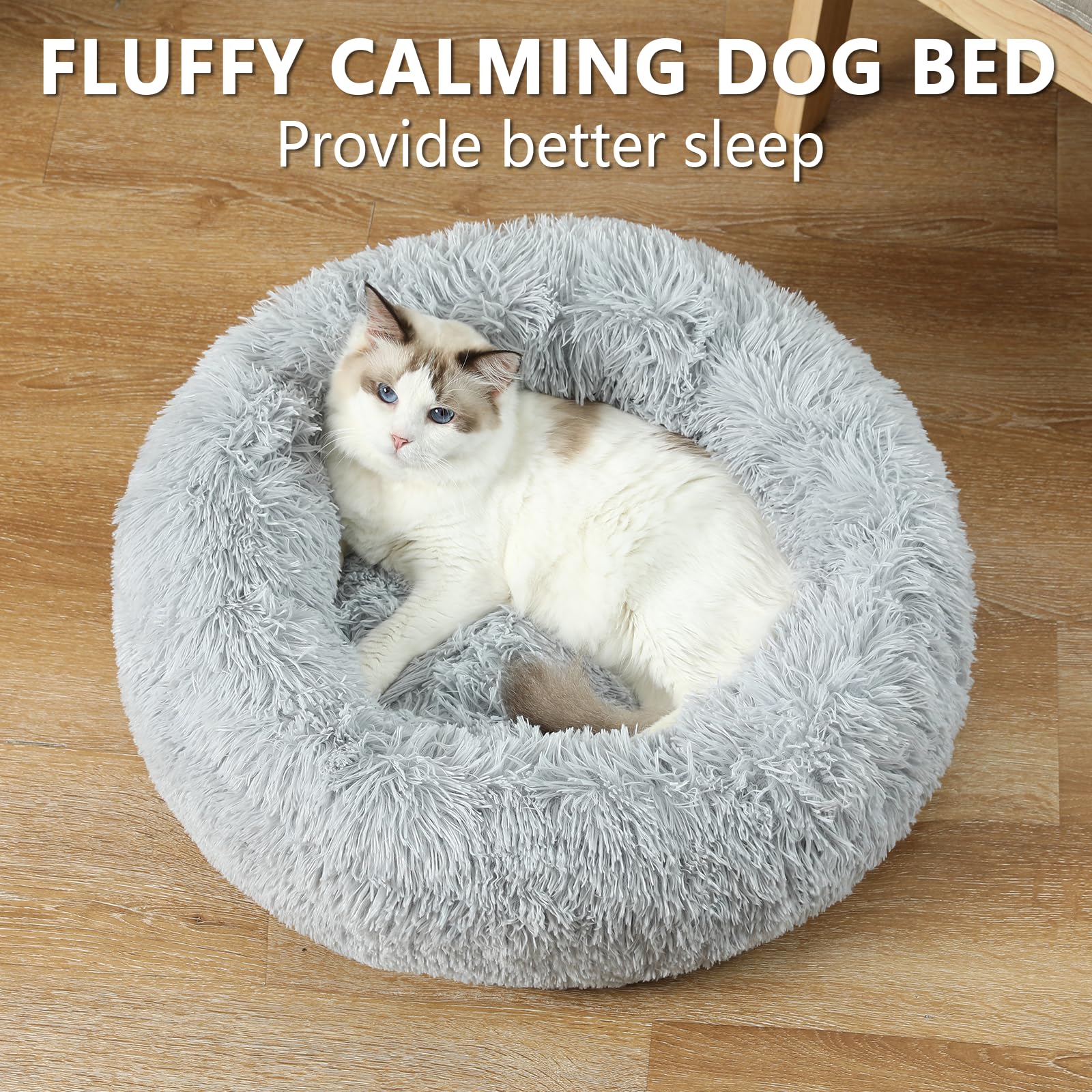 Belababy Donut-Bett Für Hunde & Katzen – Flauschig, Waschbar, Mit Decke – Größe L (71 Cm), Bis 12 Kg