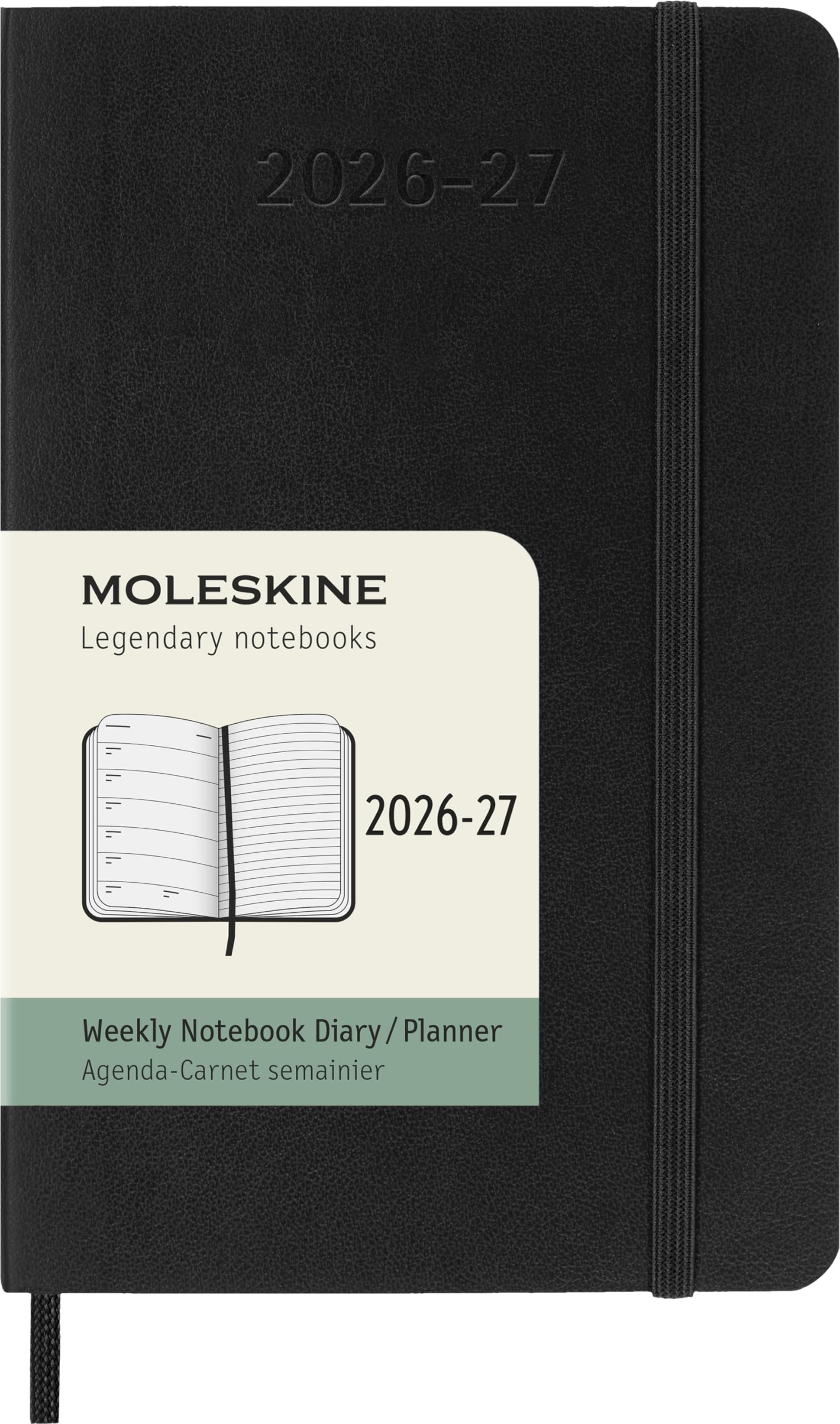 Moleskine Weekly Planner 2026 2027-18-Month Planner with Space for Notes, Soft Cover and Elastic Closure, Black Color, Pocket Size 9 x 14 cm