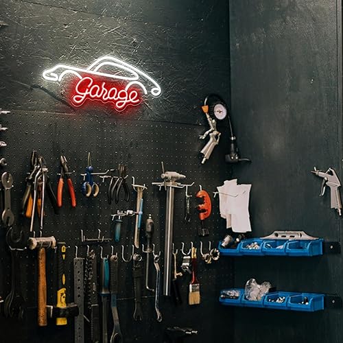 Miniatura 5 de Kavaas Letrero de neón de garaje, letrero LED de garaje para decoración de habitación de automóvil, letrero de neón para decoración de garaje,