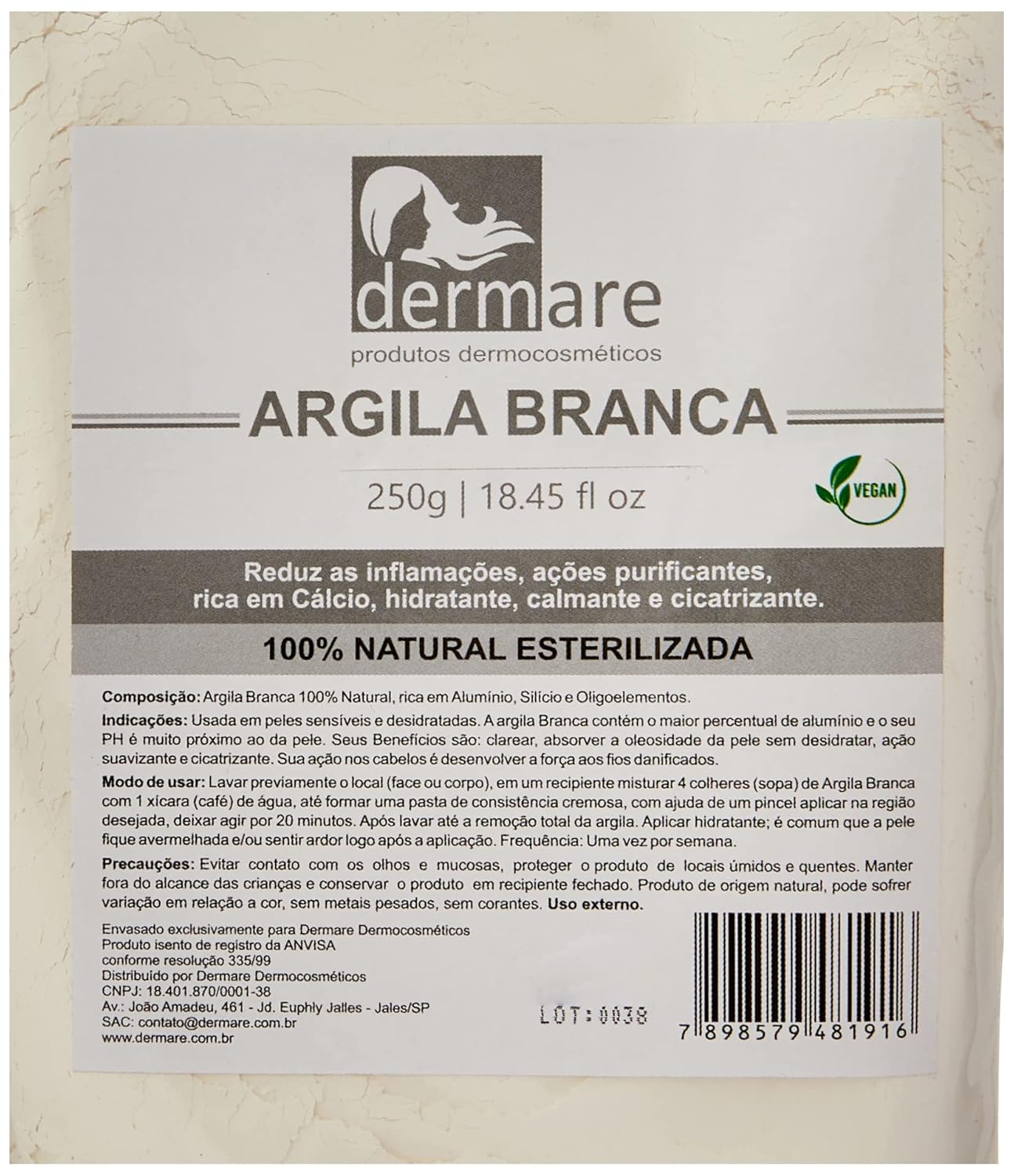 Dermare Argila Branca Clareadora 250g – Peles Sensíveis e Desidratadas | Uso Facial, Corporal e Capilar em promoção! Veja a oferta e mais achadinhos de Natural, Vegano & Clean Beauty 3 Hoje é o melhor dia para comprar Dermare Argila Branca Clareadora 250g – Peles Sensíveis e Desidratadas | Uso Facial, Corporal e Capilar com aquele preço maroto! Promoção! Aproveite a oferta! 3