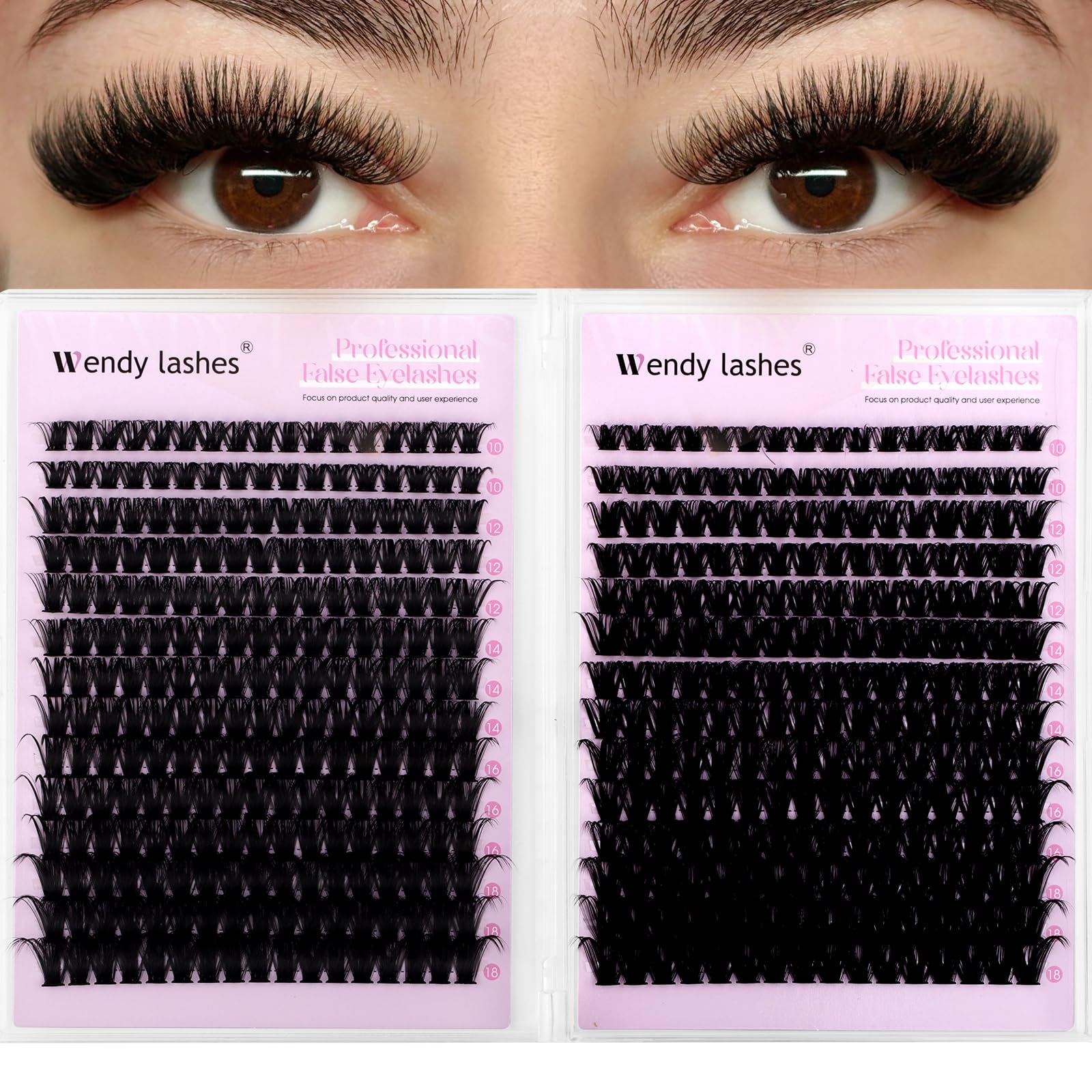 Ciglia Finte Ciuffetti,594PCS 80D+100D Ciuffetti Ciglia Finte Russe Soffici D-Curl 10-18mm Look Naturale Lash Extensions DIY Fai Da Te per Principianti(80D+100D-0.07D1018)