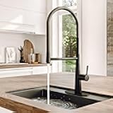 CASAINC Kitchen Faucet Matte Black, 23in H Single Handle Kitchen Sink Faucet with 2 Open Mode, 1.8gpm Lead-Free Copper Commercial Kitchen Faucet for Farmhouse Utility RV Wet Bar Sinks