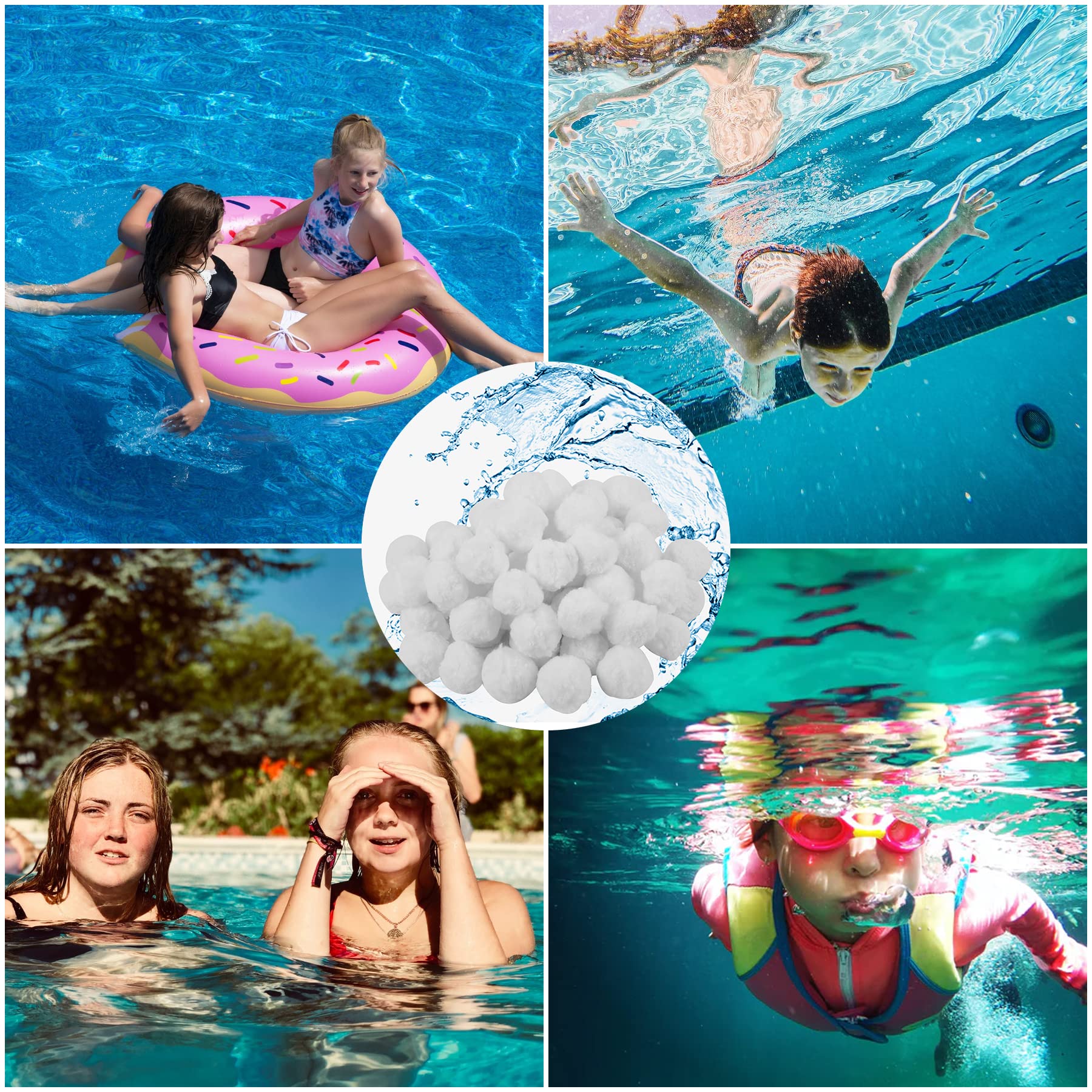 Bolas de filtro de 1400 g, bolas de filtro para piscina para bomba de piscina, bolas de filtro para filtro de arena, puede reemplazar 50 kg de arena de filtro, bolas de filtro para sistemas