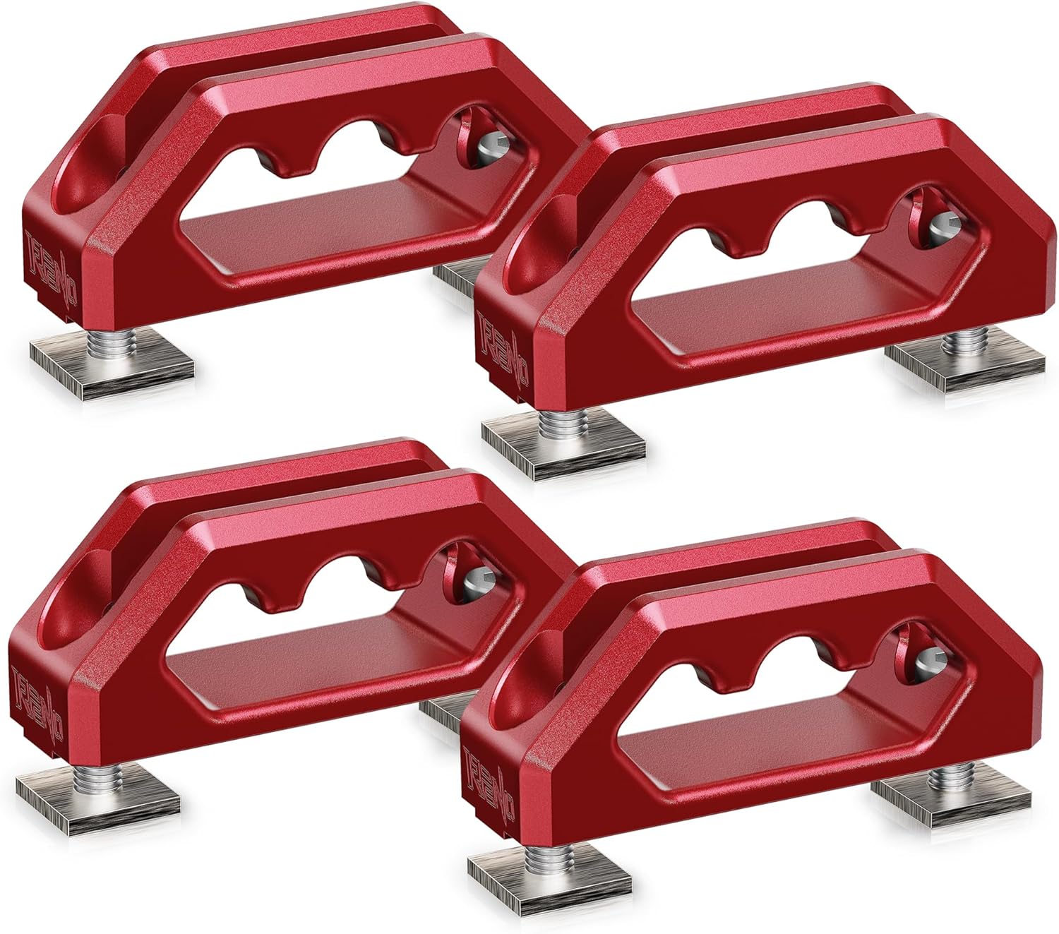 RENO Tie Down Anchor, Aluminum T-Track Rail Cleats Compatible with Crossbar Roof Rack with T/C Channels, Fit for Most Roof Rack Pickup Truck RV Kayaks Boats Canoe (Red, 4PCS)