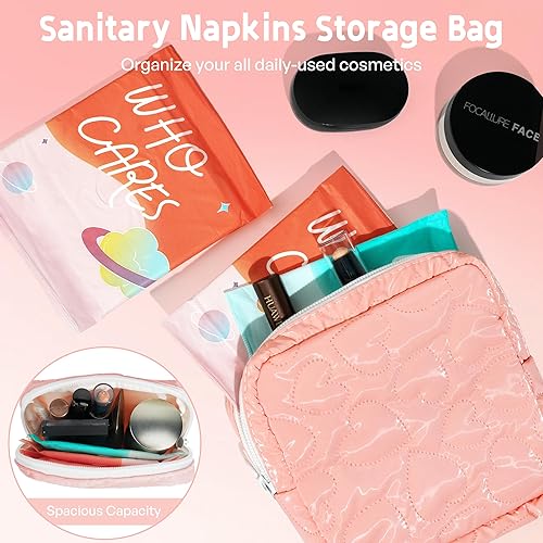Miniatura 5 de Bolsa de almacenamiento de servilletas sanitarias, 4 piezas, bolsa de almohadilla menstrual, soporte portátil para el período menstrual sanitario,