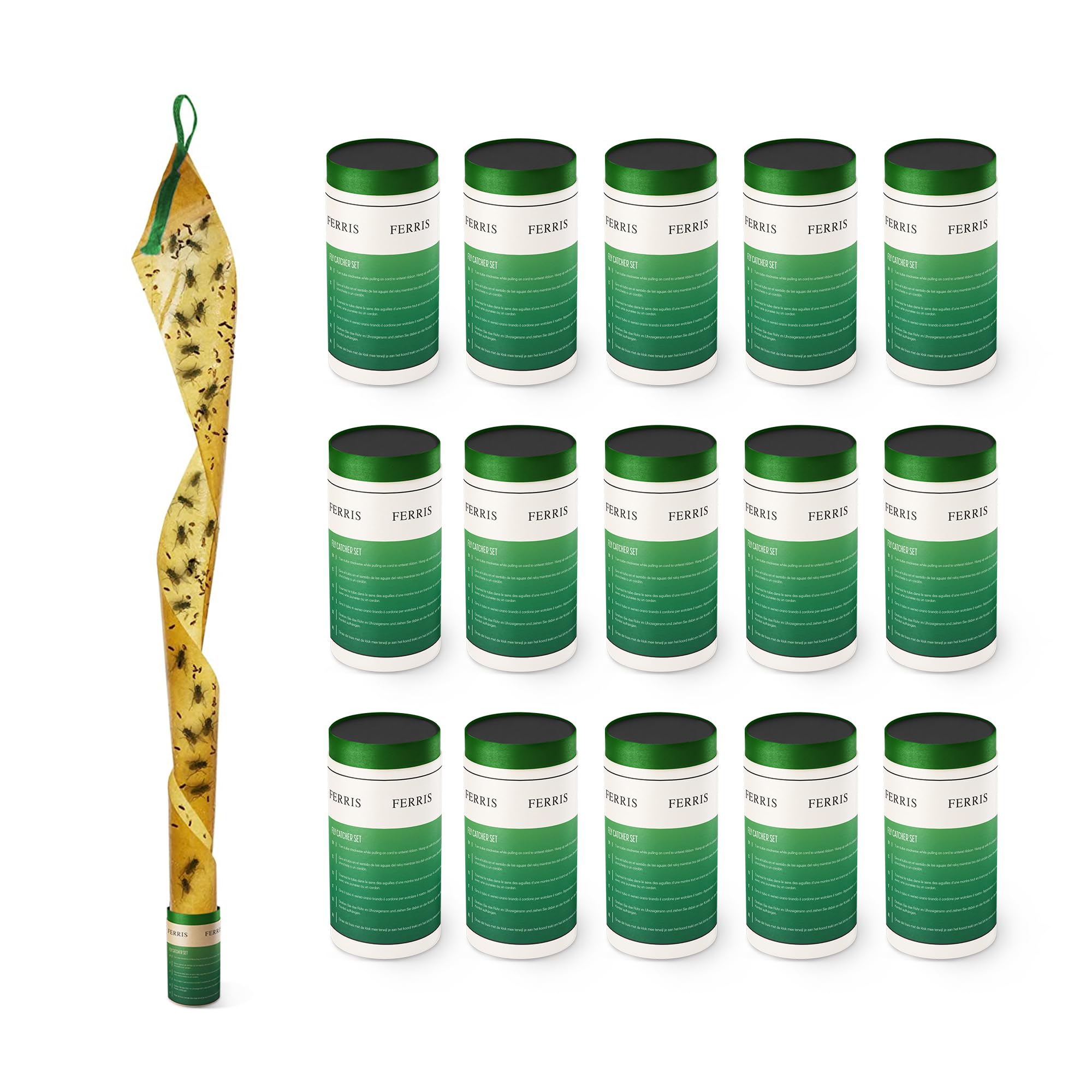 FERRIS | 16pk Sticky Fly Catcher Traps, Effective Non-Toxic Pest Control for Flies and Insects Tape Easy to Use & Dispose | Ideal for Home, Kitchen, Restaurant, Garden, Indoor & Outdoor