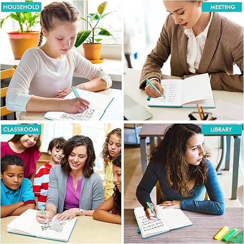 Miniatura 7 de feela Paquete de 8 cuadernos diarios a granel, cuaderno de tapa dura clásico rayado con soporte para bolígrafo para mujeres y niñas, suministros